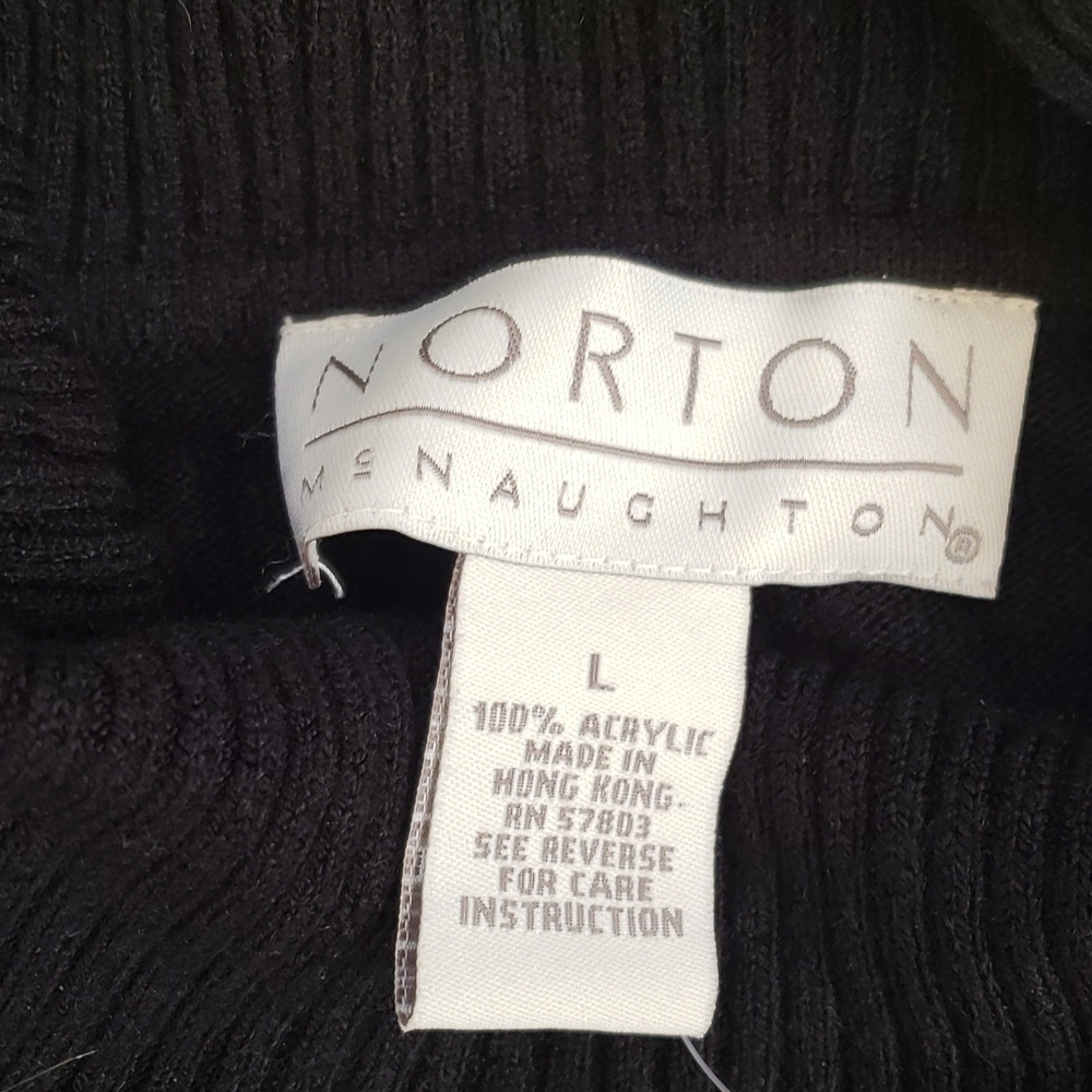 𝅺NORTON McNaughton sweater women's size large NWT cowl neck sequin neck and hem - Picture 3 of 6